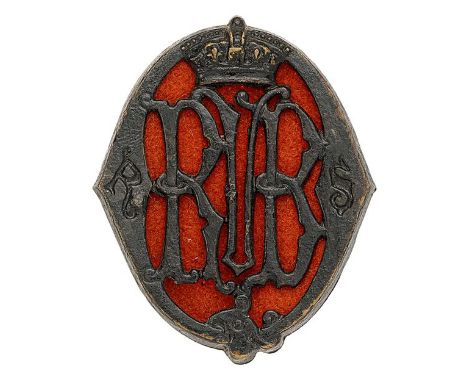 Scottish. Queen’s Rifle Volunteer Brigade Victorian OR’s Royal Scots glengarry badge circa 1888-1901.Good die-stamped blacken