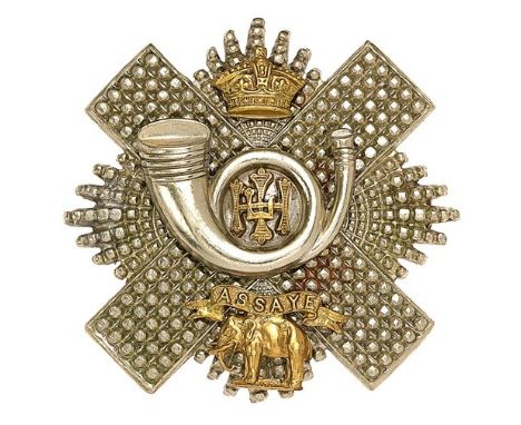 Scottish. Highland Light Infantry Victorian Officer’s  HLI glengarry circa 19881-1901.Good die-cast faceted silvered Thistle 