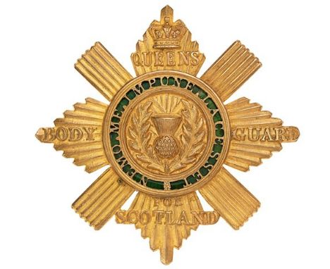 Queen’s Body Guard for Scotland, Royal Company of Archers Victorian sash badge.Fine gilt Thistle star with pierced motto on g