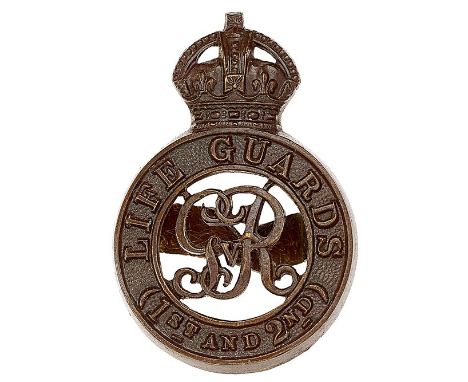 Life Guards (1st and 2nd) rare OSD cap badge circa 1922. Fine rare die-cast bronze crowned circlet “LIFE GUARDS (1ST AND 2ND)