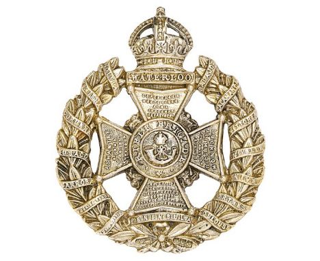 Rifle Brigade 1916 Birmingham hallmarked silver WW1 Officer’s cap badge.Good die-cast Maltese cross surmounted by crowned “WA