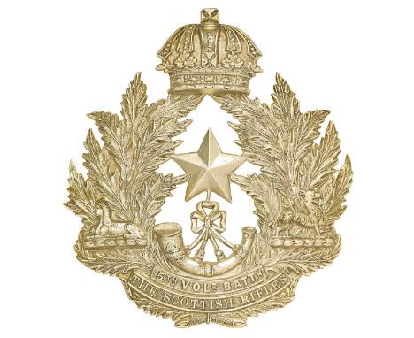 5th (Airdrie) VB Cameronians (Scottish Rifles) Victorian OR’s helmet plate circa 1887-92.Good scarce die-stamped white metal 