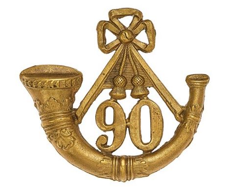 Scottish. 90th (Perthshire Volunteers) (Light Infantry) Victorian OR’s glengarry badge circa 1874-81.Good die-stamped brass s