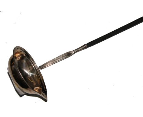 A Georgian silver punch ladle with wooden twist handle, London 1810