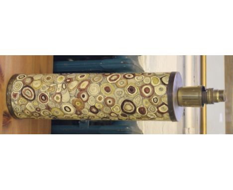 A Piero Fornasetti lamp base with an applied agate decorative finish (some wear), manufacturers label to base (as viewed), 45