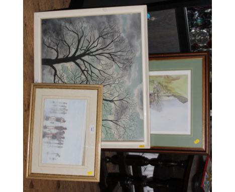 After Baxter Yorksire Dales Farmhouse Limited edition print, 157/600, signed in pencil, 62cm x 29cm, an oil on board and two 
