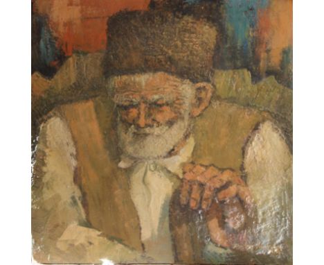 Peter Nikolov,  Portrait of an Elderly Man,  oil on board, signed, unframed and dated 1989, 50cm square