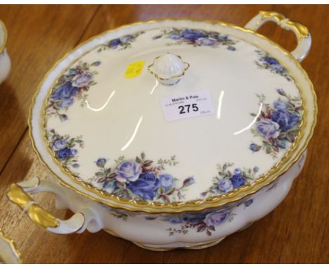 Royal Albert, 'Moonlight Rose' pattern tea and dinner service for six place settings, including meat plate and two lidded tur