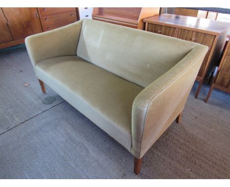 A OIive Green velour two seat sofa 1940's Danish 