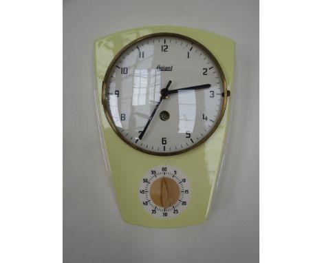A yellow ceramic kitchen clock with timer, Garant