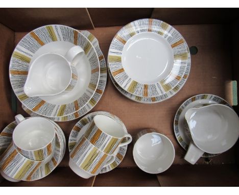 A Midwinter Sienna pattern part dinner and tea service and fruit set