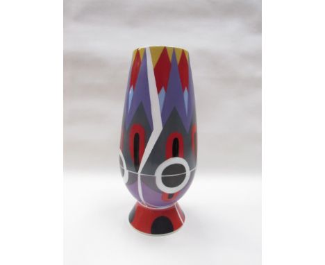 An Alessi 1992 Tendentse Post Modern ceramic vase decorated with bold geometric design, 26.5cm high 