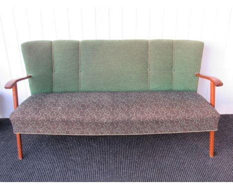A 1940's Danish three seater sofa in green and charcoal 