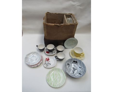 A box of assorted 1950's ceramic tea wares and plates including Homemaker 