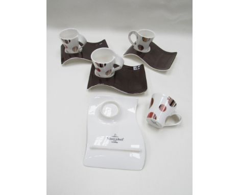 A set of four 1970's retro Villeroy & Boch coffee cups and saucers 