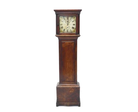 A 19thC longcase clock, the square painted dial signed S Crundwell of Tonbridge Wells, with a thirty hour movement, in a maho