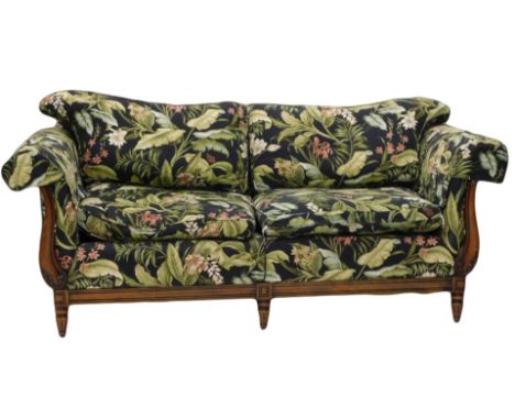 A Medallion Mendelssohn two seat sofa, with beech show frame, 200cm wide. 