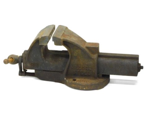 A large Record steel size 36 bench vice.