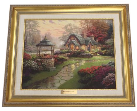 Thomas Kinkade, 20thC school. Make a Wish Cottage, oleographic print, 39cm x 50cm, in gilt frame.  