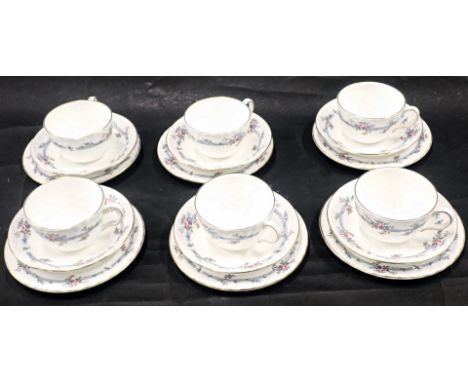 A Minton part tea service, in the Chartwell pattern, comprising six cups, six saucers, and six side plates. 