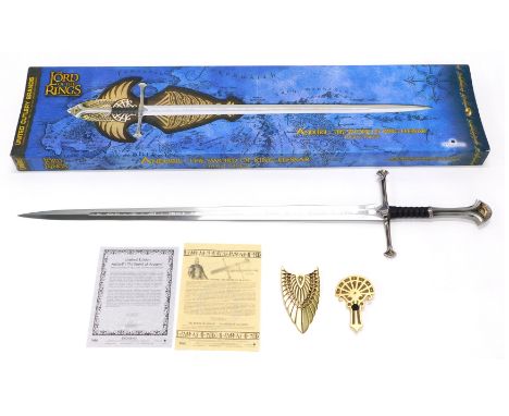A New Line Cinemas Lord of the Rings Anduril Sword of King Elessar limited edition, boxed. 