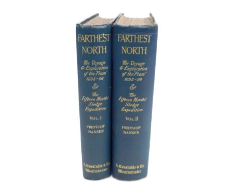 Nansen (Fridtjof) Farthest North FIRST EDITION 2 vol., contains letter and note to Edmund Hillary loosely inserted, 4to, 1897