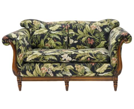 A Medallion Mendelssohn two seat sofa, with beech show frame, 163cm wide. 