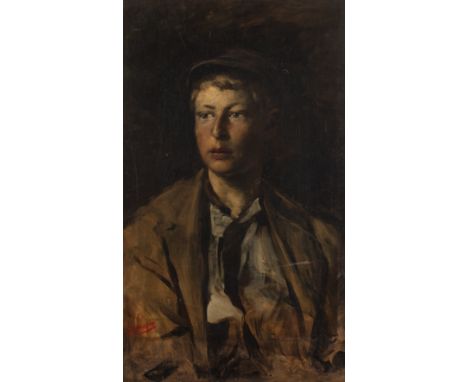 Friedrich Ernst Wolfram (1857-1923)Portrait of a young boy wearing cloth cap, signed, oil on canvas, 66 x 40cm