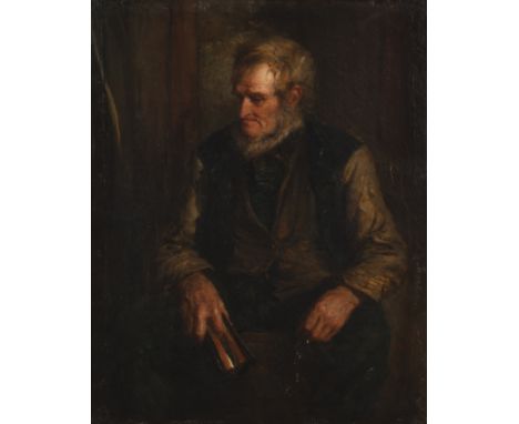 Robert Herdman (1829 - 1888)Portrait of a gentleman with opened book, signed with monogram and dated 1874, oil on canvas, 62 