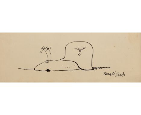 Ronald Searle (1920-2011)The Fuhrer, a caricature sketch, signed, pen and ink, 8 x 23cm