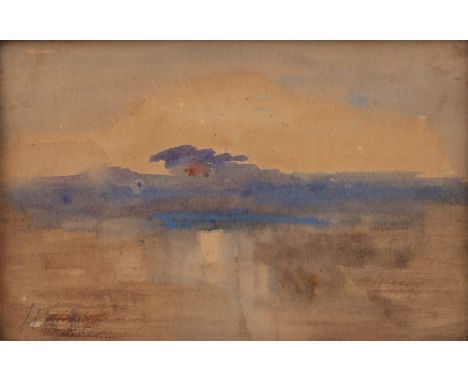 Hercules Brabazon Brabazon (1821-1906)Sunset over still waters, signed with initials, watercolour, 9.5 x 14.5cm Prov: The pro