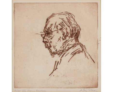 Milein Cosman (1921-2017)Sir Thomas Beecham, etching in sepia, signed in pencil to margin, titled and numbered 10/75, 20 x 19