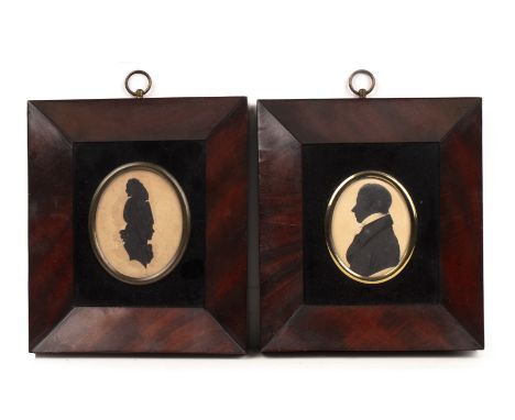 English School, 19th centurySilhouette portrait of a gentleman, side profile, watercolour, 7cm x 6cm oval; another similarly 