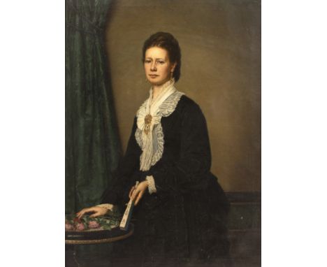 Joseph Janssens (1854-1930)Portrait of a gentleman, three quarter length, signed and dated 1876, oil on canvas, and companion
