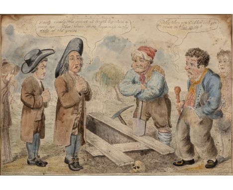 Isaac Cruikshank the elder after WoodwardA sailor at a Quaker's funeral, lithograph with hand-colouring, 23 x 33cm