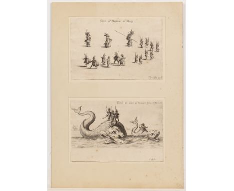 Jacques Callot'Entree des sieurs de Vrancourt, Tyllon et Marimont', etching, from 'Le Combat a la Barriere', 15 x 22cm; and s