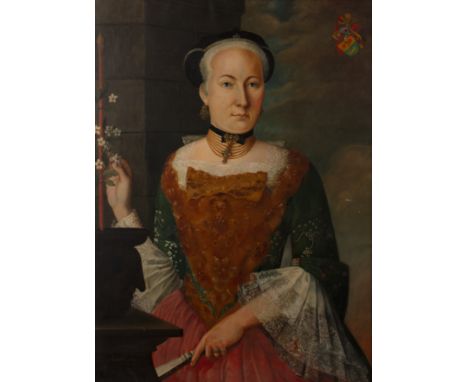 M Tobler (late 19th/early 20th century)Portrait of Frau Schultheiss Rickenmann neé Müller in Zug, signed Cm Jos Speck de Zug,