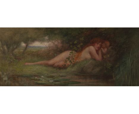 George Henry Edwards (act. 1883-1911)A reclining female nude with cherub, signed, watercolour, 15 x 36cm; and three further n