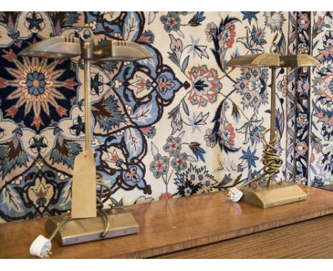 DOUBLE ARROW BANKERS LAMPS, a set of two, by Besselink and Jones in brass finish, 43cm H. (2)