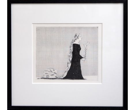 DAVID HOCKNEY, 'The Older Rapunzel', aquatint, 1969, edition 400, 22cm x 24.5cm, from the story Rapunzel for Six Fairy Tales,