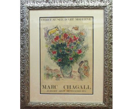 MARC CHAGALL, lithograph from the exhibition at Ceret Musee d'Art Moderne, 1978, 63cm x 42cm, framed and glazed.