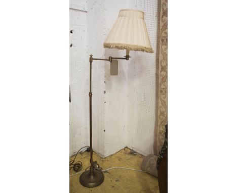 SMARTIE MAJOR SWING ARM FLOOR LAMP, by Besselink and Jones with pleated shade with a bullion fringe, 250cm H approx. (slight 