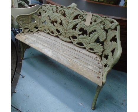 GARDEN BENCH, in cast iron with fern decoration with wooden seat, 160cm L.