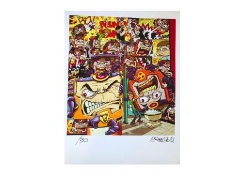 Gudmundur ERRÓ (Icelanding, born in 1932)No man's Land, 2015Coloured digital print, numbered in the lower left, dated and sig