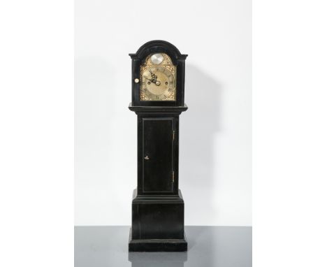 CHARMING MINIATURE EBONISED LONGCASE CLOCK
by Thomas Robbins, Chatham, the unsigned eight day two train fusee movement with a