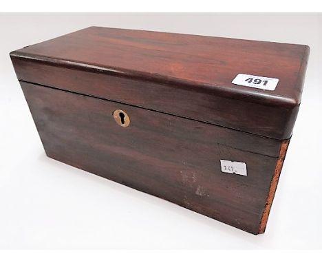 19th Century rosewood three-section tea caddy, width 30cm