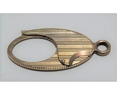 9ct gold patent engine turned cigar cutter by S. Mordan &amp; Co, length 45mm, weight 6.5g approx