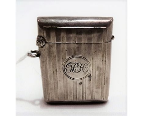Edwardian silver engine turned Vesta case, Birmingham 1910.