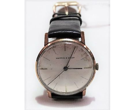 9ct gold Mappin &amp; Webb manual wind dress wristwatch, the 30mm silvered dial with gilt baton quarter marks.