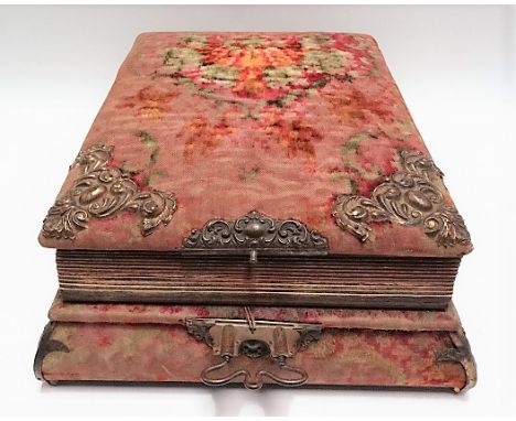 19th Century combined photo album mounted on a self contained musical box with cylinder movement, containing portrait cards a